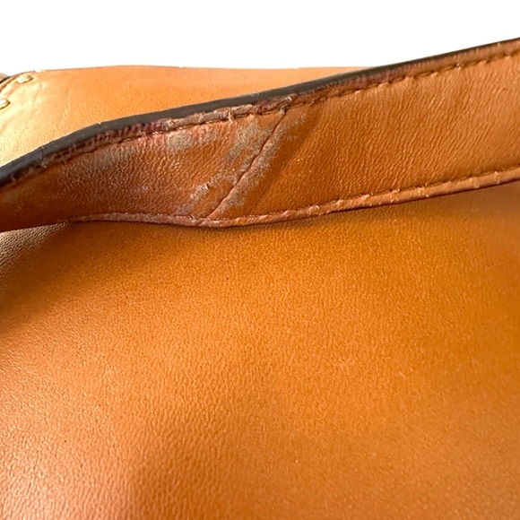 Michael Kors Studded Tan Leather Tote Bag Shoulder Astor Delancy BAG CHARM BONUS - Picture 12 of 14